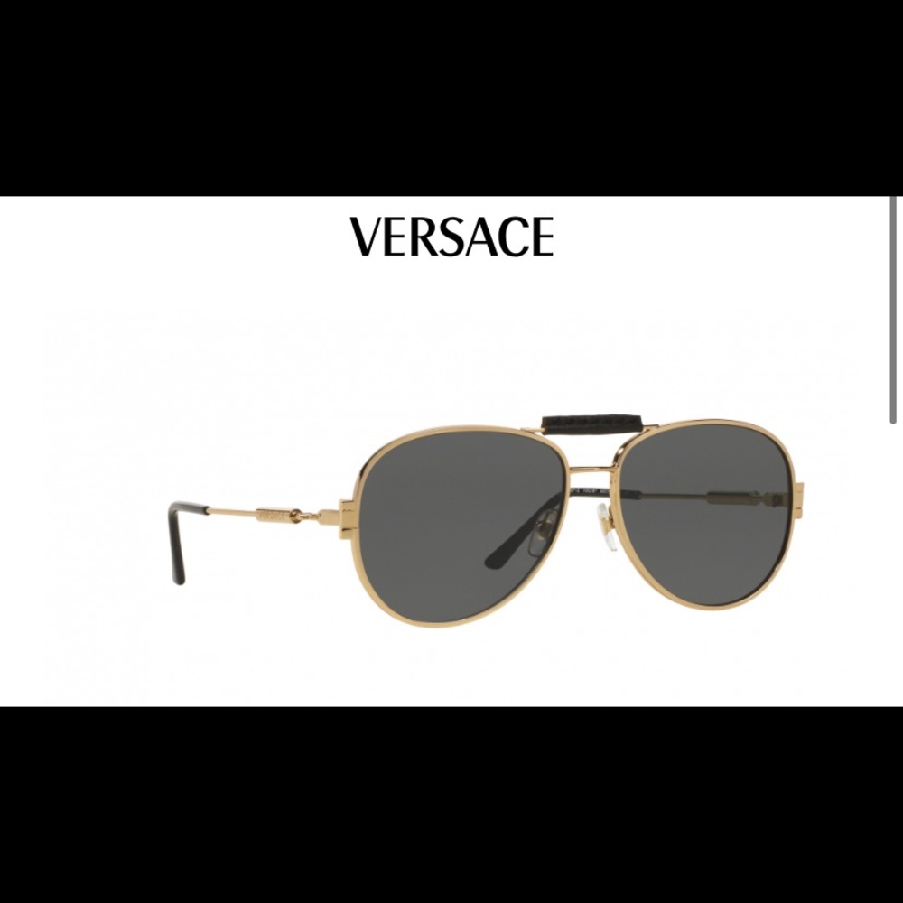 Versace aviator sunglasses w/ leather trim detail